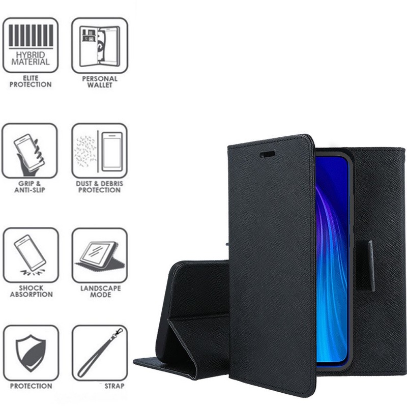 Atverčiamas dėklas su skyreliais - juodas (Xiaomi REDMI NOTE 8) Atverčiamas dėklas su skyreliais - juodas (Xiaomi REDMI NOTE 8)